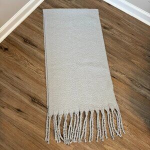 Soft Gray Fringe Scarf with Tassel Ends | One Size